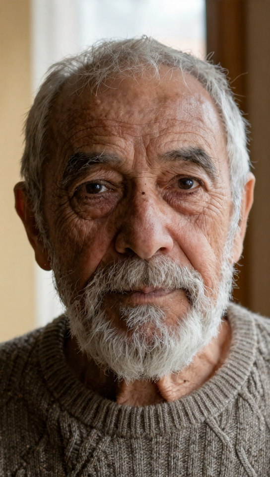 Elderly man portrait with warm lighting