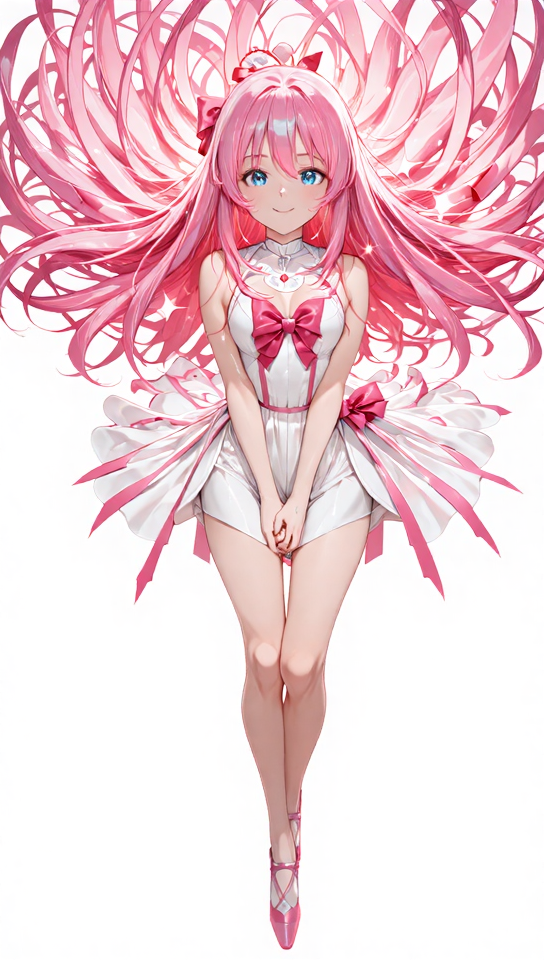 Magical girl with pink hair in anime style