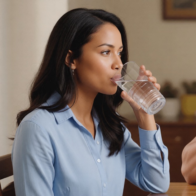 a woman drinking water